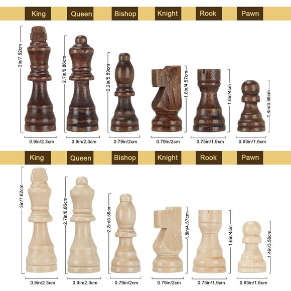 Magnetic Wooden Chess Set for Adults Kids 15'' Chess Board with Handmade Pieces, - Picture 3 of 8